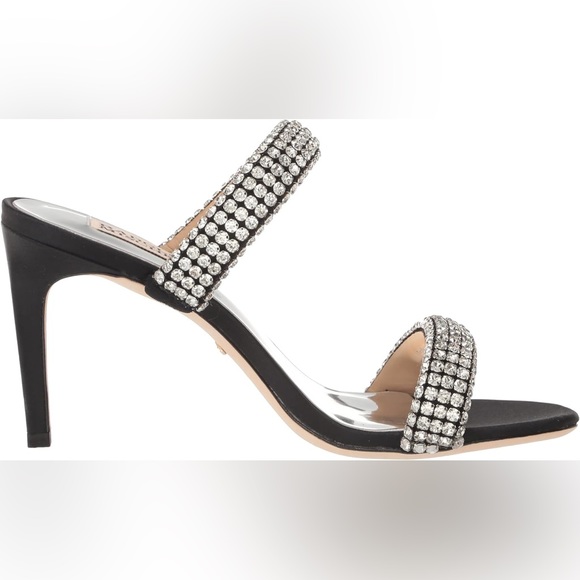NWOT Badgley Mischka Black Sade Jeweled Double-Band Stiletto Size 7 - Picture 5 of 12